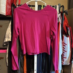 RARE Lululemon LA Keyhole Reversible Long Sleeve Sz 12 Ripened Raspberry Pink